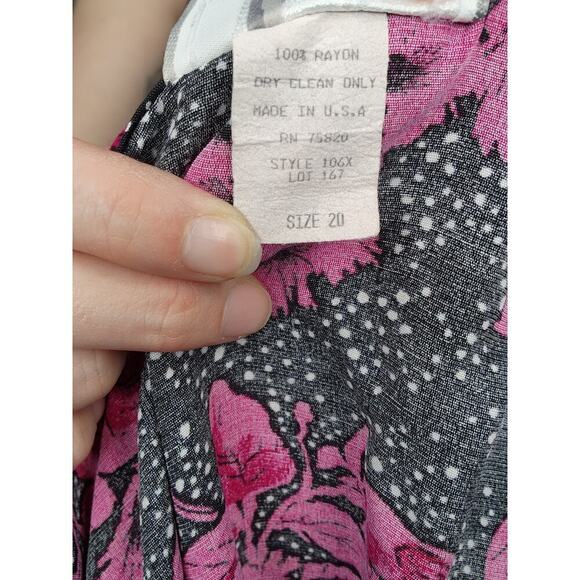 80s Vtg Pink Floral Black White Polka Dot JP Collection Long Sleeve Blazer Sz L - Picture 5 of 9